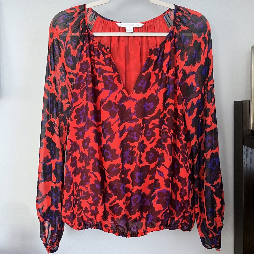 DVF Diana Von Furstenberg Hathaway Silk Top (Red) XS/P